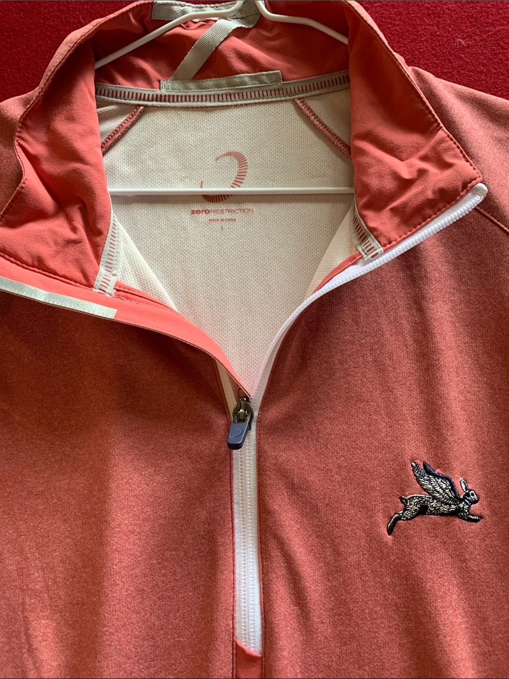 Zero Restriction Men's Coral Windbreaker Jacket with Embroidered Logo